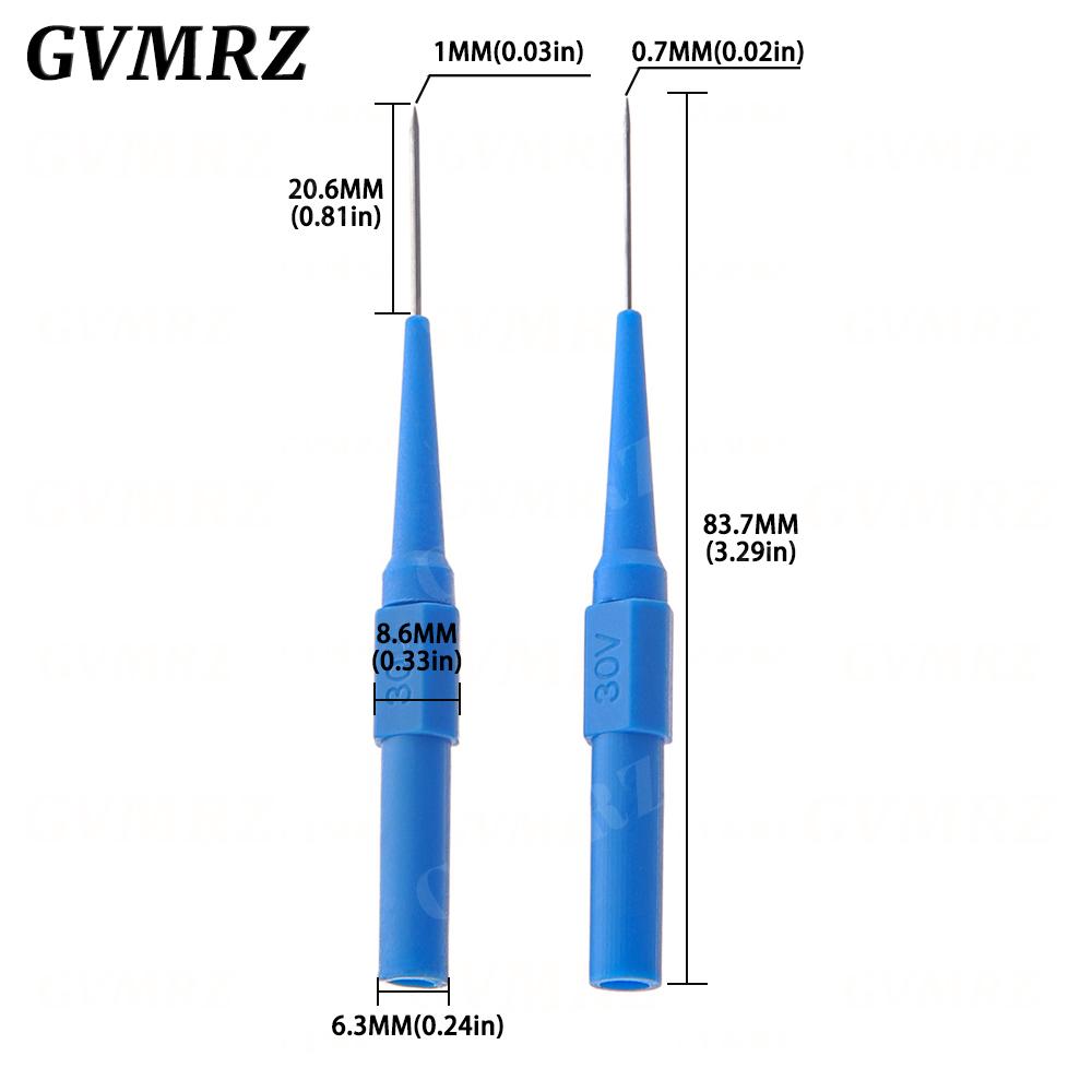5 Stück 0,7 mm/1,0 mm Isolationsdurchstech-Nadel Nicht-zerstörende Multimeter-Testspitzen 30V Messgerät für Bananenstecker