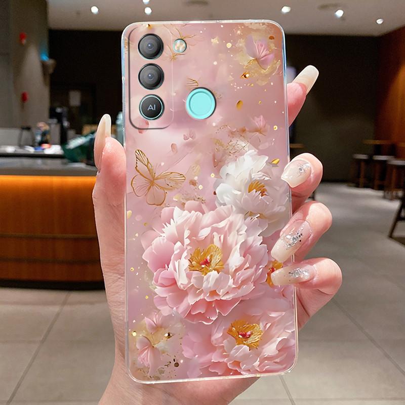 For Tecno Pop 5 LTE BD4 Pop5 BD2 4 Air 4 LTE Cases Flower Butterfly Cover Pop 6 Pro BE8 Soft Silicone Transparent TPU Phone Case