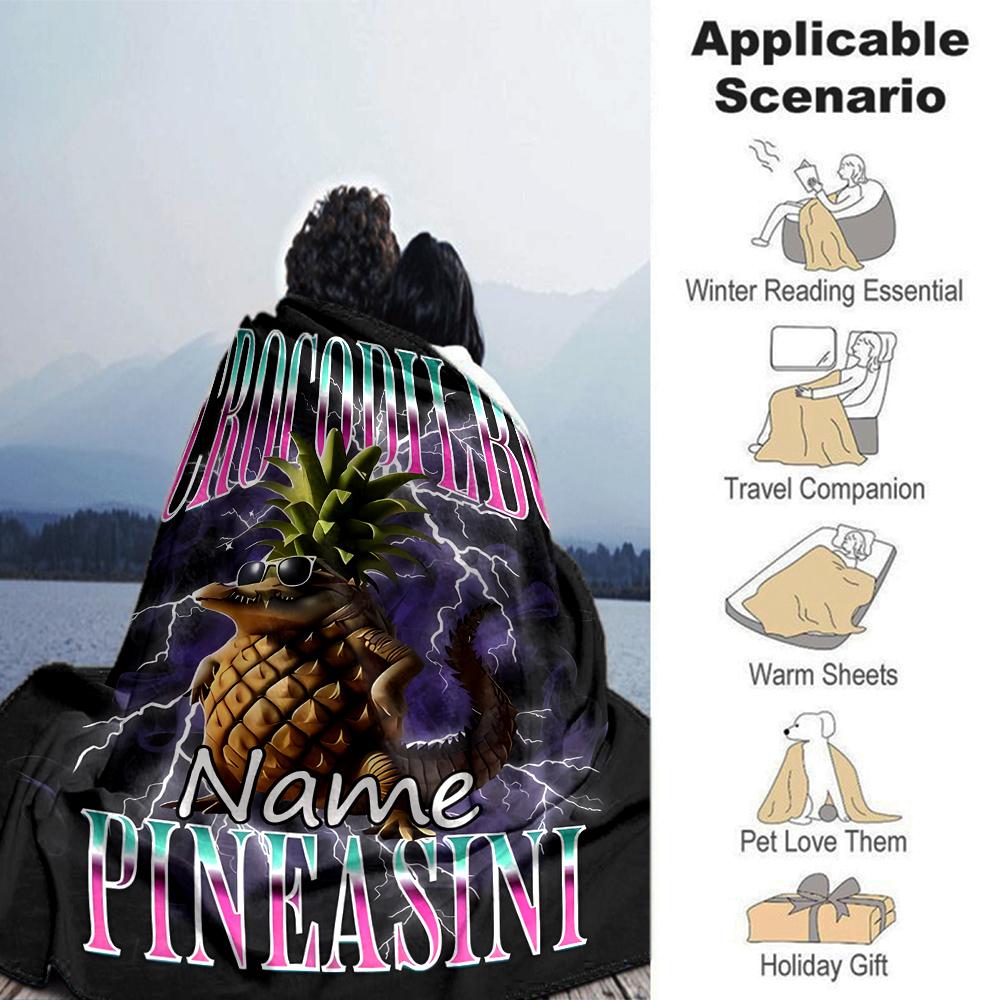 Customiz Name Personality Italian Brainrot Animal  Blanket Soft &Warm Sofa Office Bed Travel Lunch Break Blanket, Gift Suitable All Seasons