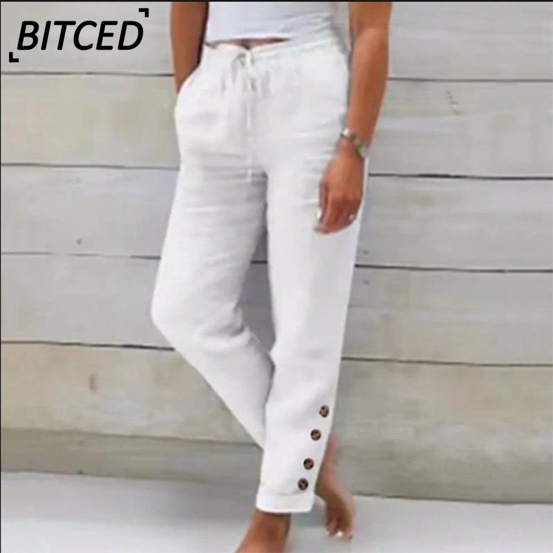 BITCED Women's Fashion Casual Solid Color Print Pants & Capris
