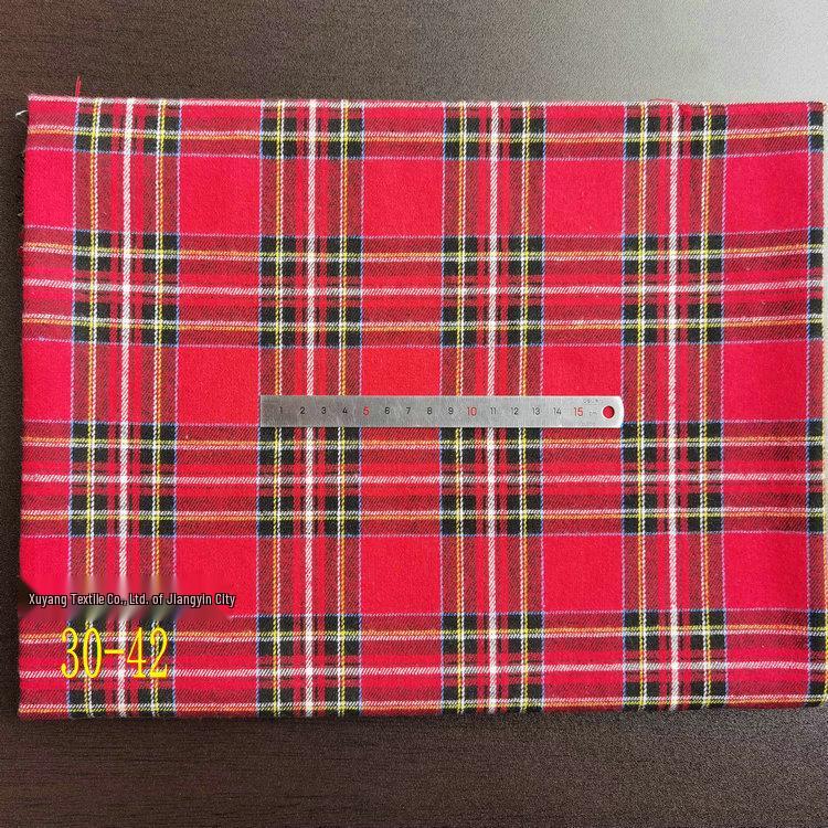 Spot Color-Woven Plaid Jacquard Fabric for Children's Autumn/Winter Brushed Polyester-Cotton Shirts