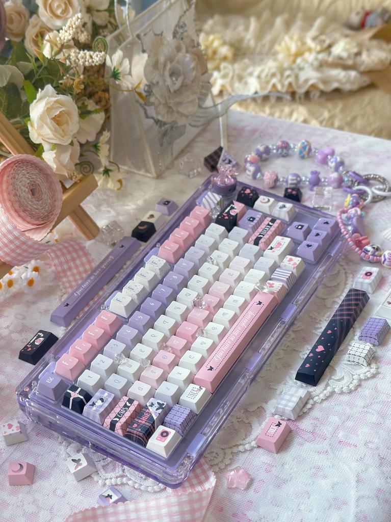 Keycap Memory Cherry Pbt High Value Personality Creative Sweet Cool Purple Pink For Aula 75/89/99 Keycap