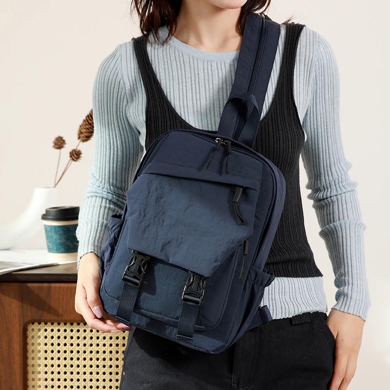 Nylon Lightweight Women's Backpack with Flip-top Lock Simple Small Schoolbag  Commuting and Travel Waterproof Backpack