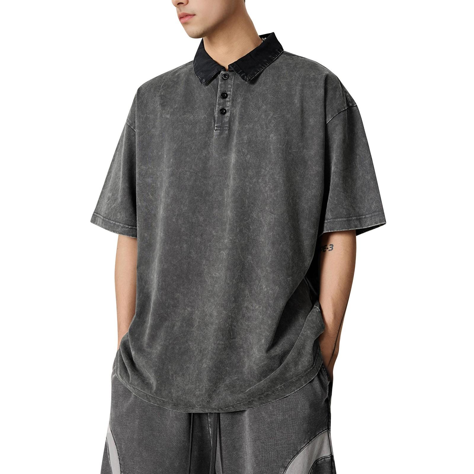 

Мужской летний колор-блок, без пуговиц, с лацканами, свободный топ с коротким рукавом XL чёрный