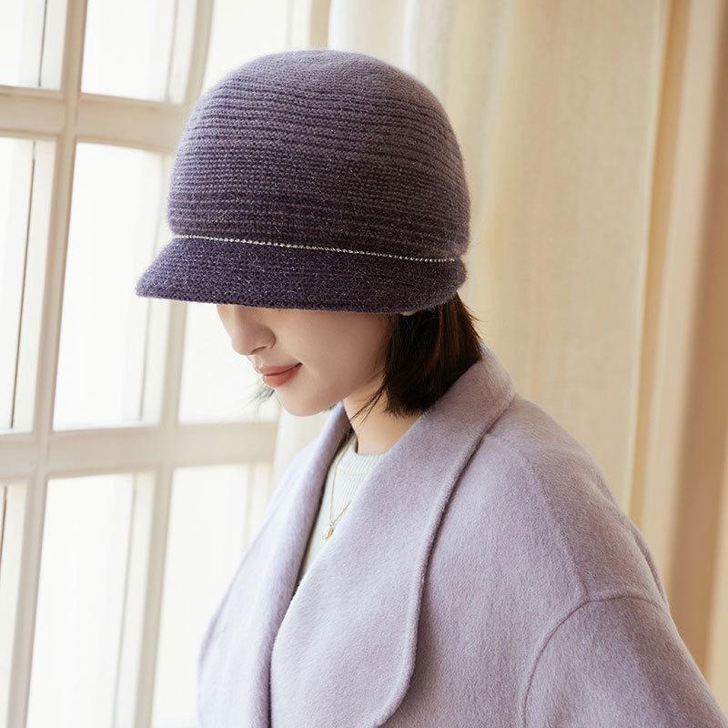 Wool Beret Hat for Women, New Autumn and Winter Big Head Circumference Knitted Hat, Cold Hat, Fashionable and Trendy Mom Hat