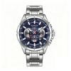 Gohuos 6003 Casual Sport Chronograph Men's Watches Stainless Steel Band Wristwatch Big Dial Quartz Clock with Luminous Pointers