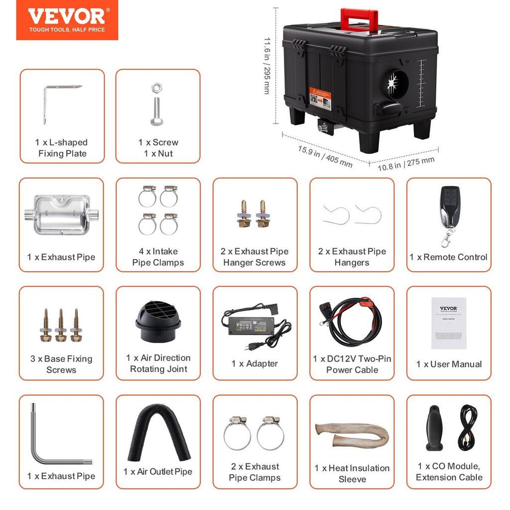 Diesel Air Heater 12V/24V 8KW Bluetooth APP Remote Control for Vehicles