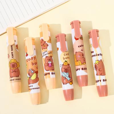 Kreative süße Capybara-Radiergummis zum Aufdrücken, Cartoon-Kawaii-Radiergummi, einziehbarer Gummi-Bleistift-Radiergummi für Kinder, Studenten, Schreiben, Zeichnen