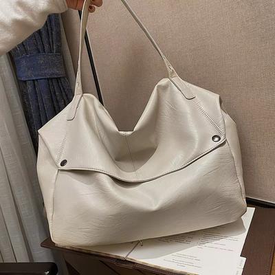 Große Umhängetasche für Damen aus weichem Leder, Designer-Tasche in Volltonfarbe, lässige Damenhandtasche
