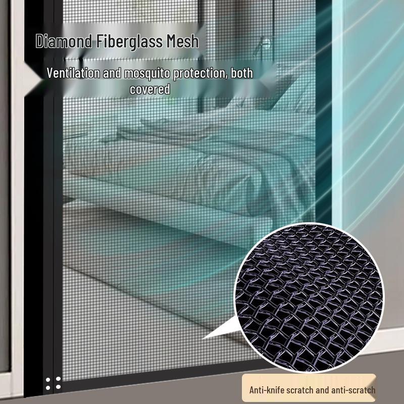 Premium Magnetic Anti-Mosquito Sliding Door Curtain with No-Drill Diamond Mesh for Home Use