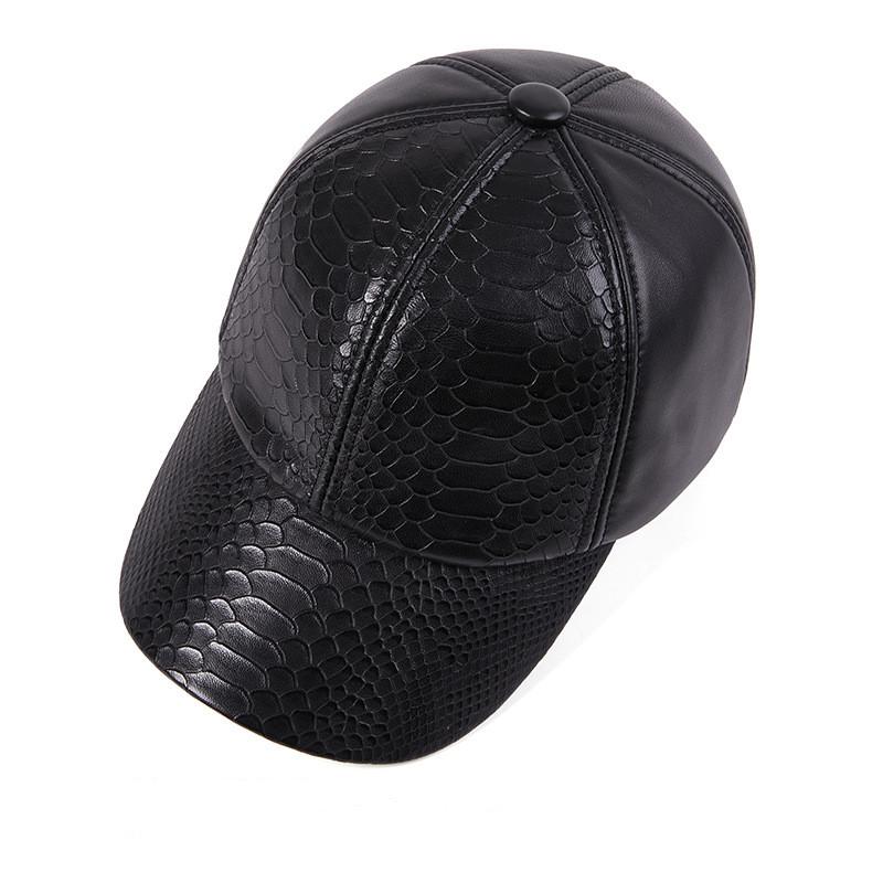 Podzimní a zimní ležérní kožená čepice Pánská baseballová čepice z ovčí kůže Venkovní teplá čepice s krokodýlovým vzorem