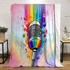 Rainbow Microphone Music Explosion Print Blanket Soft and Cozy Perfect for the Living Room Bed Sofa or a Nap,gift