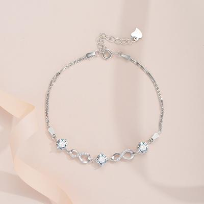 Pure Silver S925 Mosang Diamond Bracelet, Light Luxury and Simple, Small and Popular, Full of Stars, 8-character Bracelet for Girlfriend