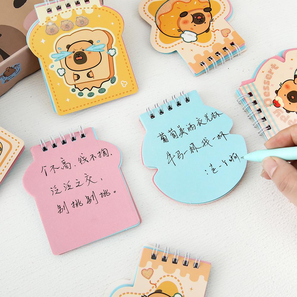 1Pc Capybara Special Coil Book A7 Gold Pink Color Page Blank Book High-value Student Portable Pocket Book Notebook Holiday Gift Novelty Stationery