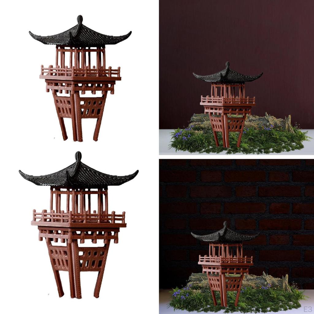 Miniature Chinese Pavilion Statue Micro Environment Accent Ornament