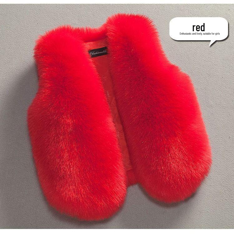 2024 Herbst/Winter Kinder Kunstfuchsfell Umhangweste, Unisex Modell 02