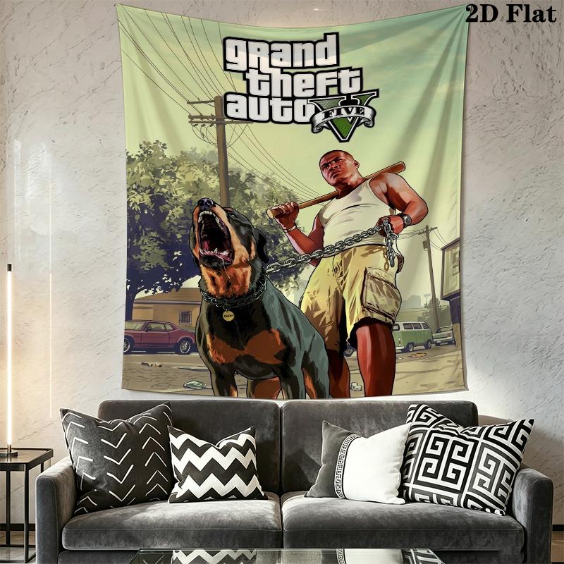 Grand Theft Auto Wandteppich Ästhetischer Wandbehang Bedruckter Stoffdecke Dekorative Wandteppiche für Schlafzimmer Wohnzimmer Heimdekoration