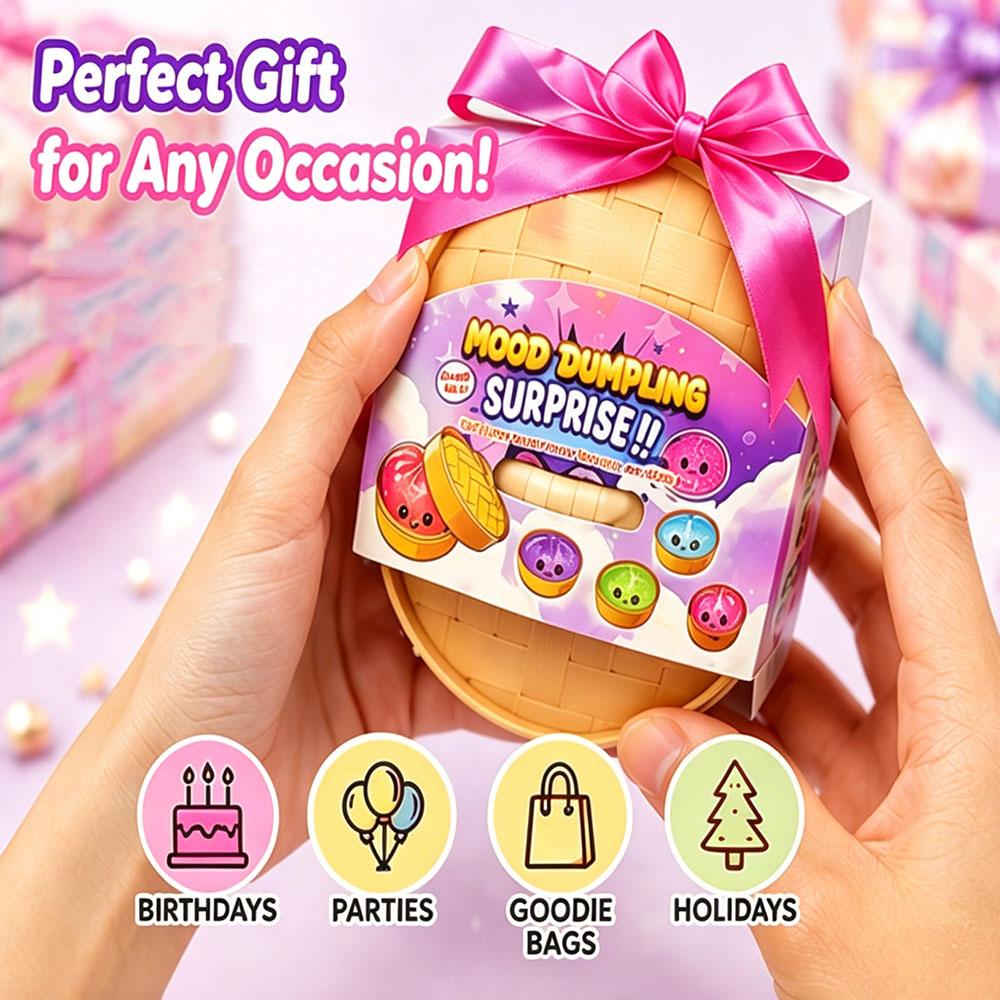 3Pcs Cute Face Malt Sugar Bao Bun Squishy Steamer Set Mystery Pull Stretch Fidget Sensory Anti Stress Relief Desk Gadget