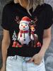 Christmas Women Casual T Shirt Cartoon Snowman Reindeer Christmas Tree Print Female Short Sleeve T-Shirt Urban Style Printed