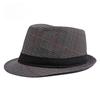 British Style Plaid Fedora Hat for Men Spring Summer Retro Jazz Hat Vintage Gentleman Trilby Cap Sun Protection Casual Beach Hat