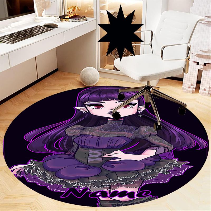 Custom Name Monster High Printed Round Rug Carpet Chair Rug Area Rug Entryway Doormats,for Office Chair Living Room Bedroom Kitchen Room.