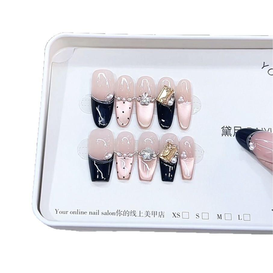 Hand-woven Armor Black Gold Jazz Three-dimensional Hand-painted Butterfly Leopard Print Cat Eye Style Pure Temperament Manicure Sticker