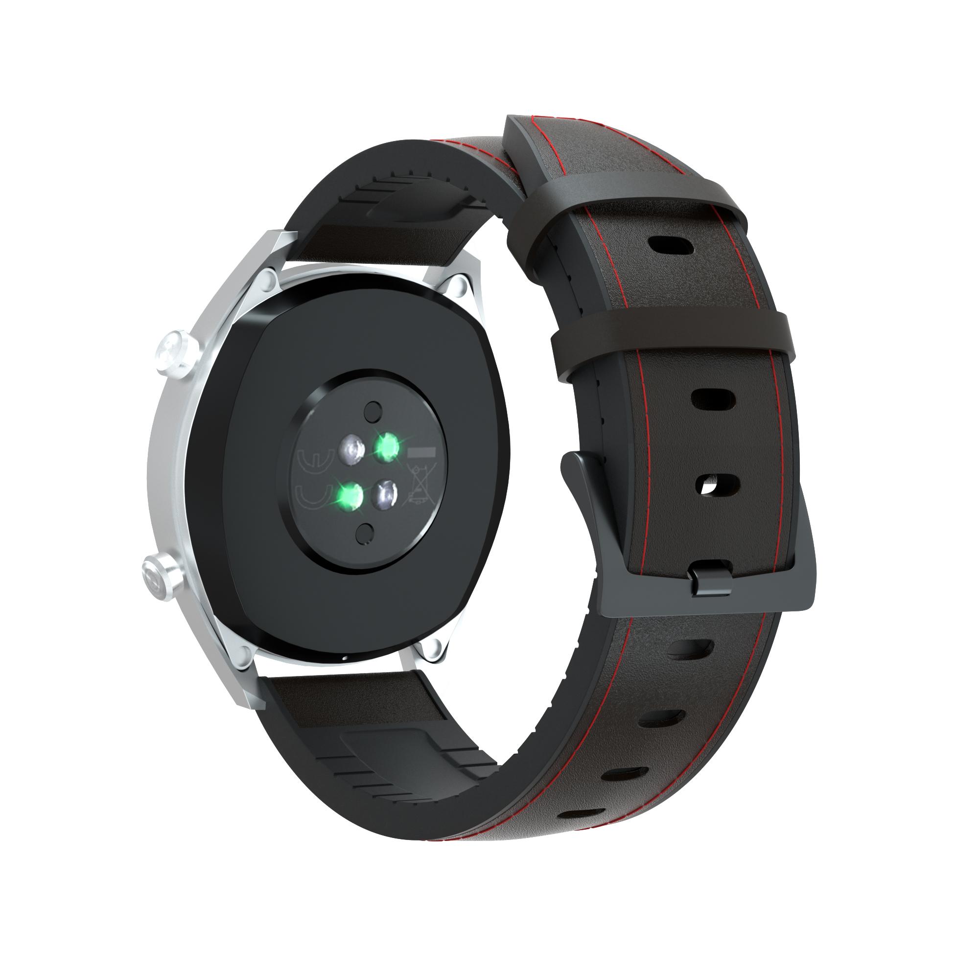 

22mm Genuine Leather Coated Silicone Watch Band Black Buckle for Huawei Watch GT Black
