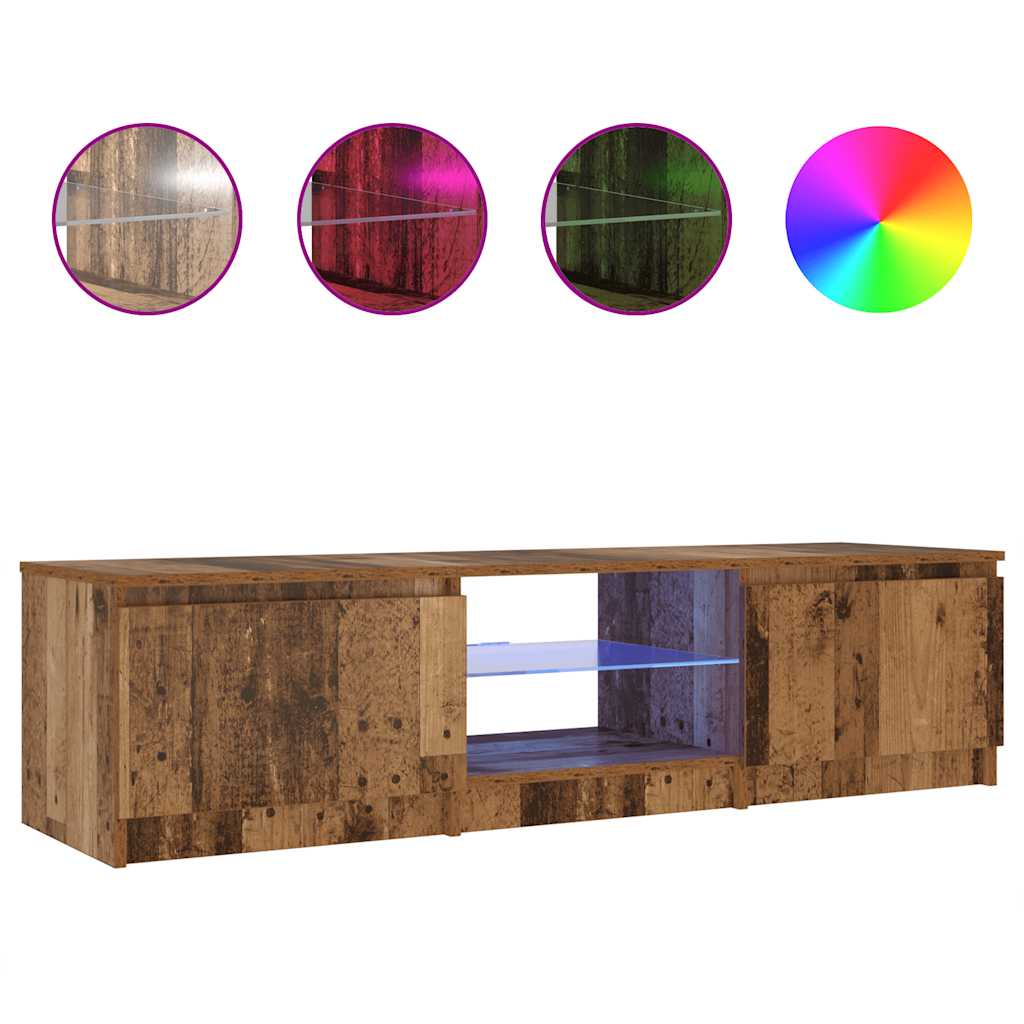 Vidaxl Szafka Pod Tv Z Oświetleniem Led, Stare Drewno, 140X40X35,5 Cm