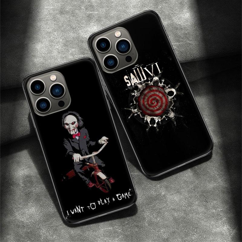 Saw Jigsaw Killer Hhorror Phone Case For Apple Iphone 16 15 Plus Soft 13 12 Mini Cover 11 14 Pro Max Capa X XS XR 8 7 Shell Coqu