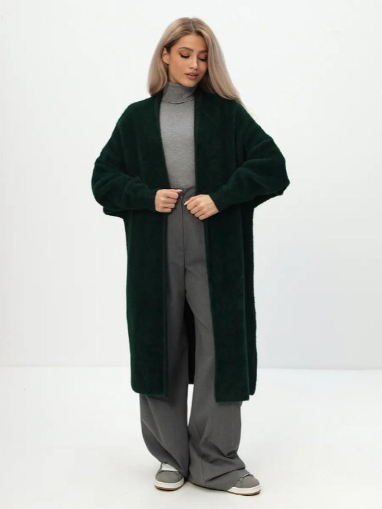 Women's Fluffy Faux Mink Knit Cardigan Coat - White, Autumn/Winter Loose Fit