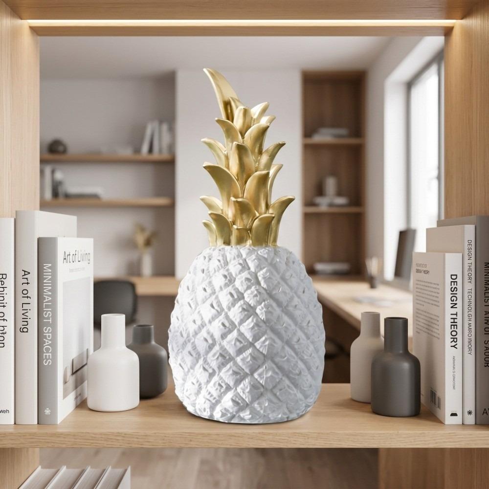 metallic golden leaf top resin pineapple table ornament  bedroom table decoration S