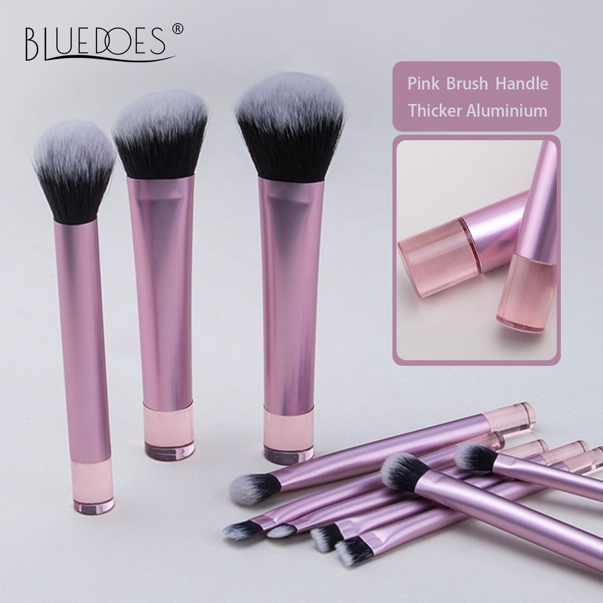 

10-Piece Portable Aluminum Makeup Brush Set - Includes Blush & Eyeshadow Brushes