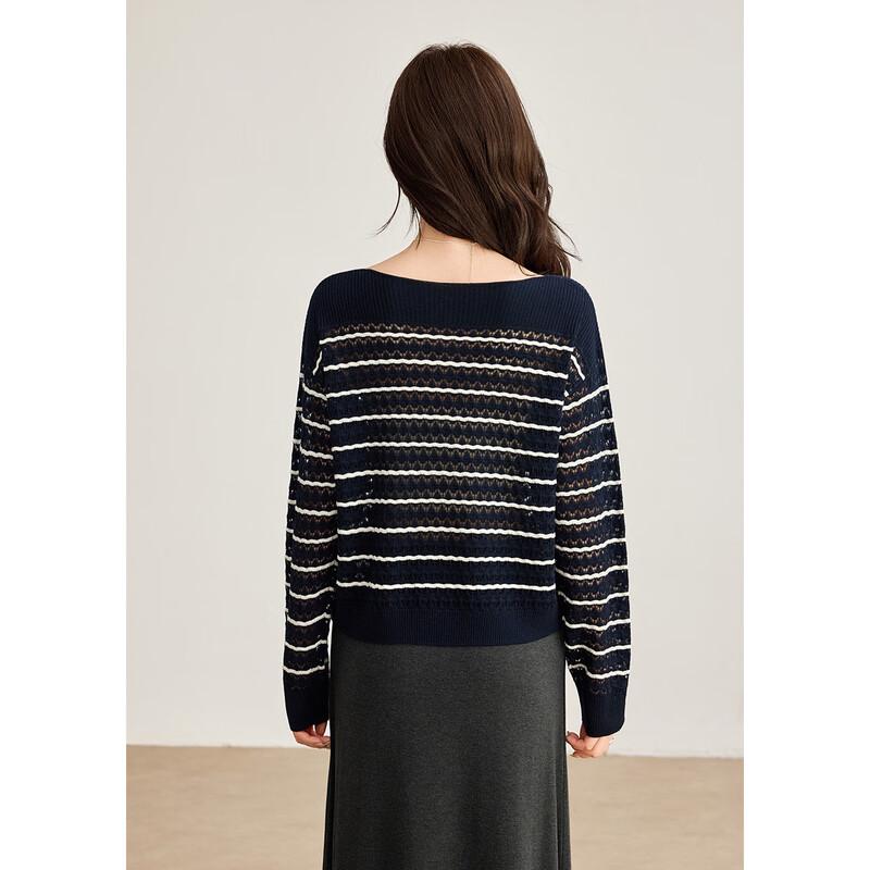 Women's Wool-Blend Striped Off-Shoulder Knitted Sweater