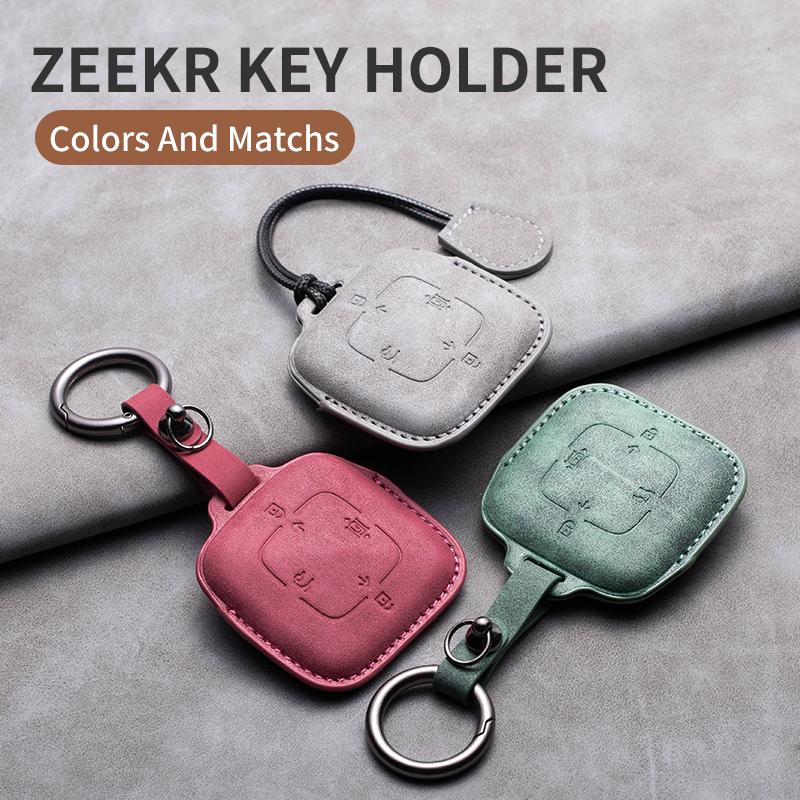 Car Key Cover Keychain For ZEEKR 7X 001 007 009 2026 2026 Car Smart Remote Key Case Shell Leather Protection Car Accessories