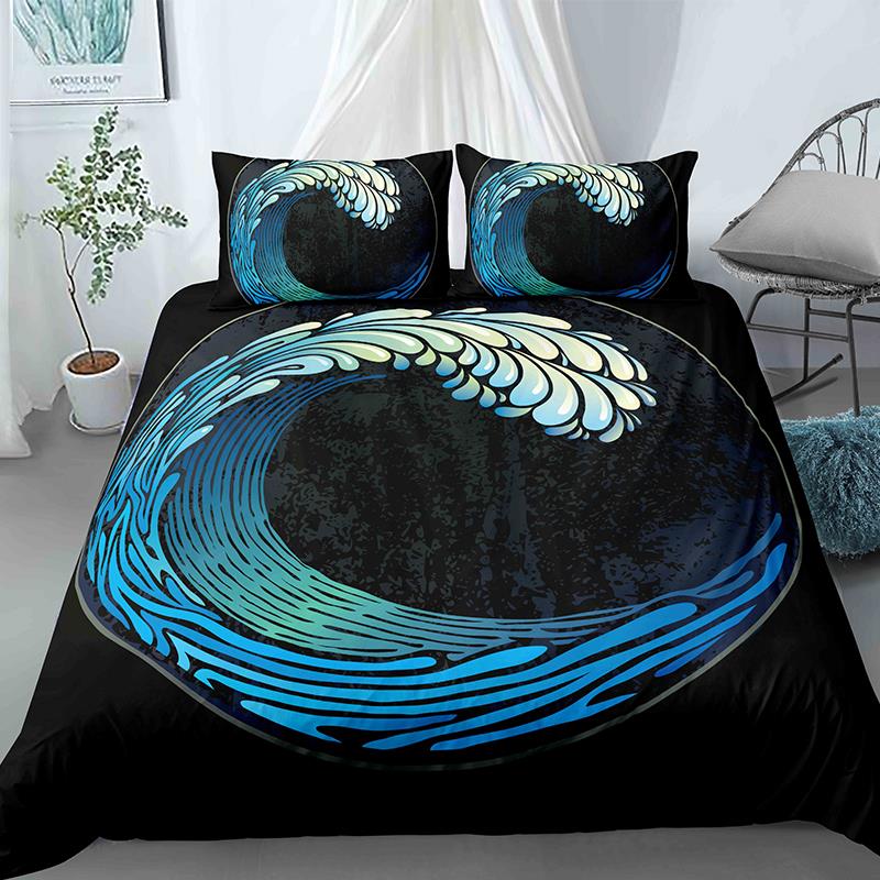 Ocean Wave Duvet Cover Set Beach With Foamy Waves Twin Bedding Set Sea Shore Holiday Theme Queen King Size Quilt Cover