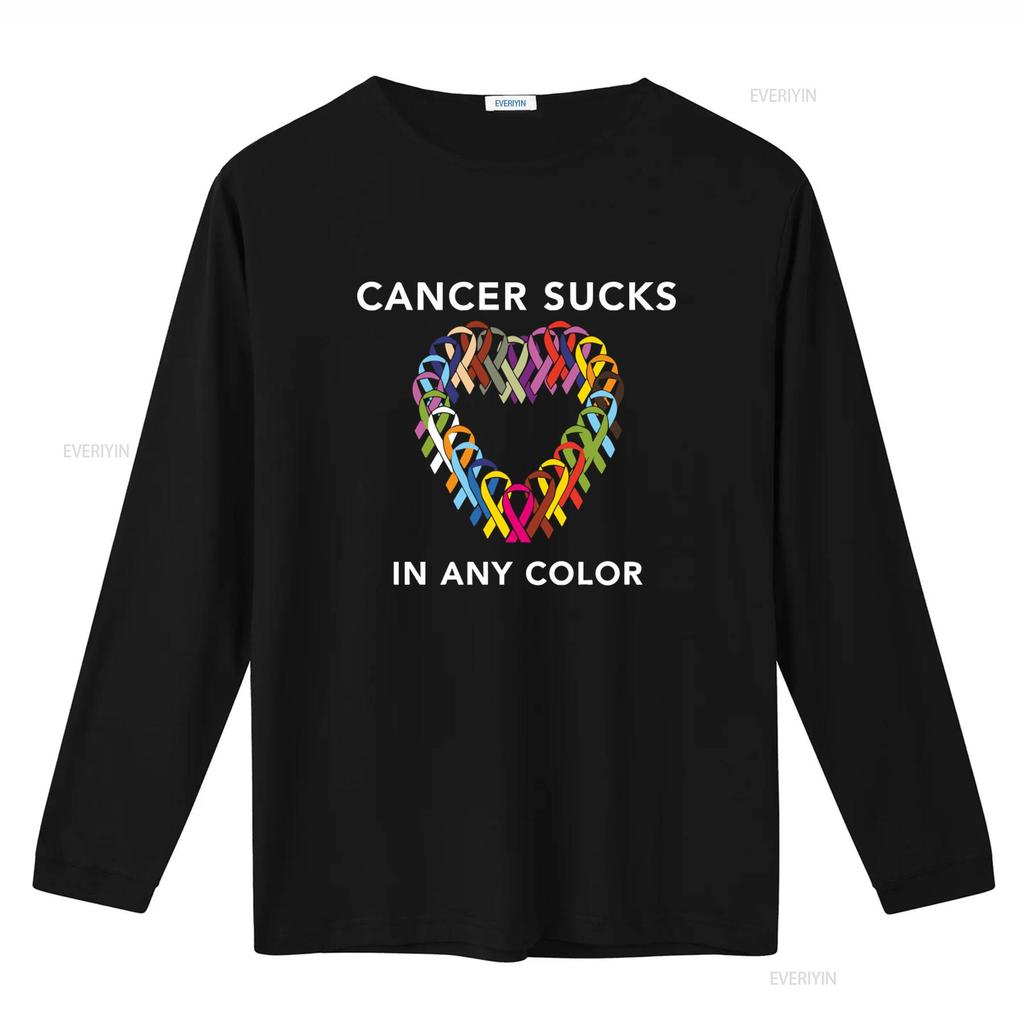 Mens Cancer Sucks Awareness T Shirt with Multicolor Ribbon Design for Breast Prostate Lung Skin Colon Causes vintage Washed