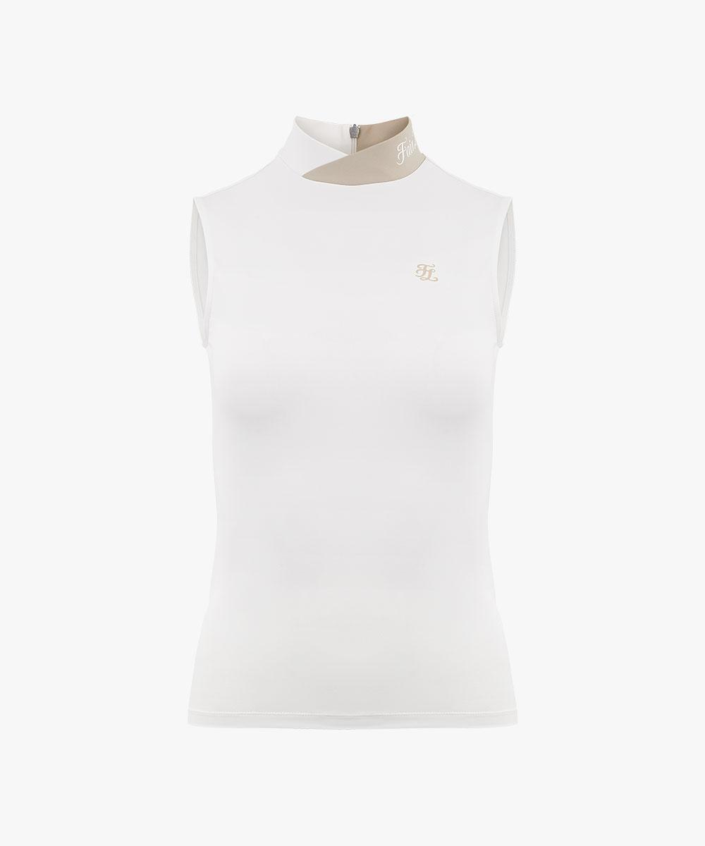 Fair Liar Golf Double High-Neck Sleeveless T-Shirt (White) White/Xs