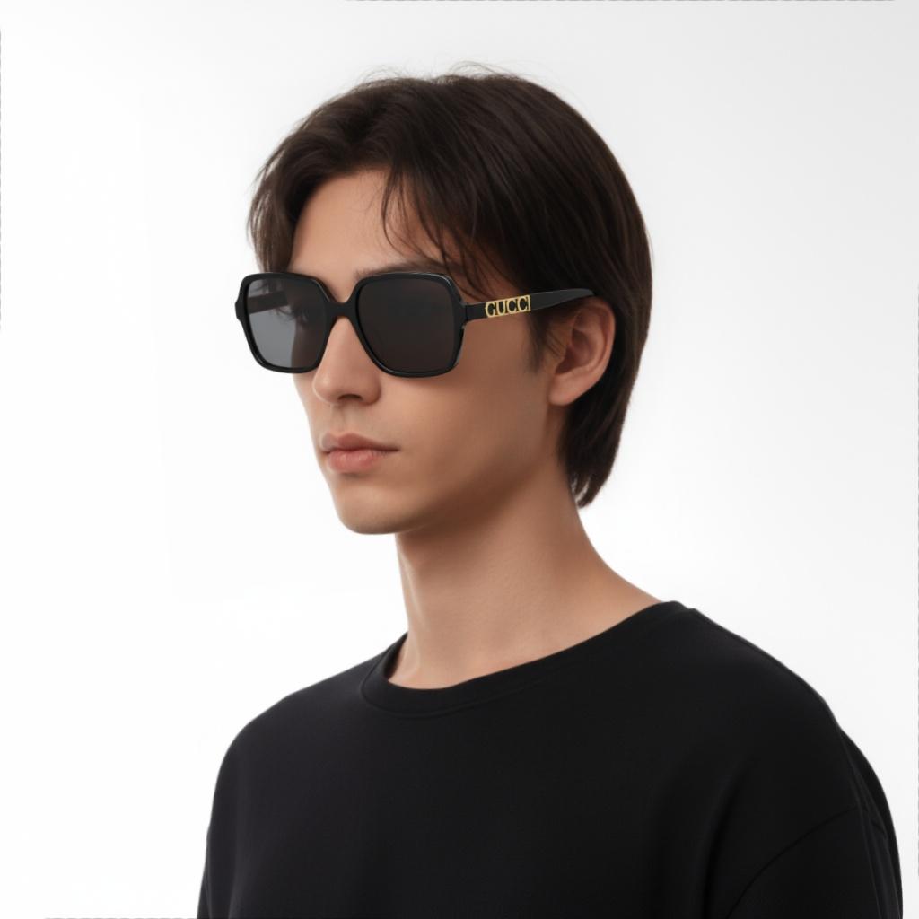 Gucci Letter Decorated Irregular Shape Sunglasses Unisex Sunglasses Black GG1189SA-002
