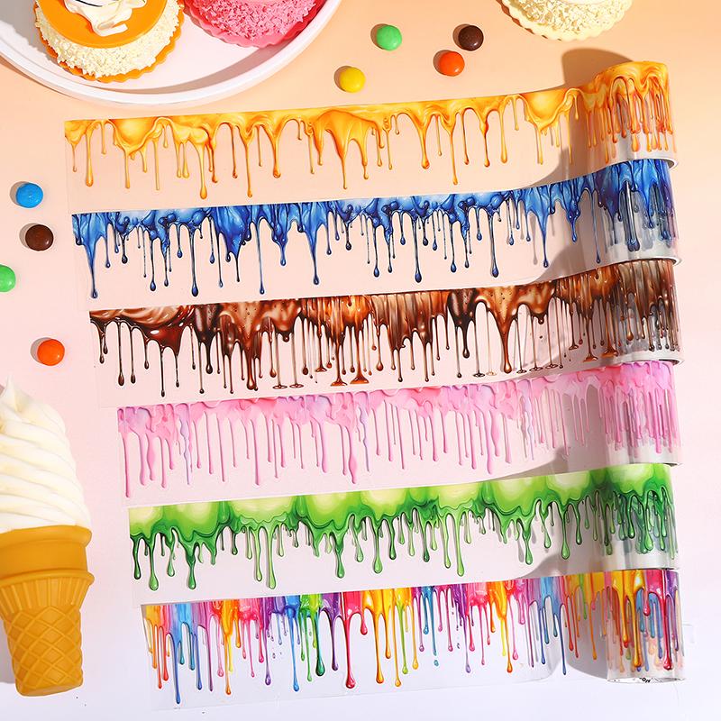 200cm/ Roll PET Washi Tapes Jam Chocolate Sauce Dripping Pattern Hand Scene Creative DIY Cup Photo Frame Photo Decoration Tape