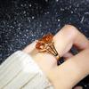 Three-dimensional Design Inlaid Oversized Oval Citrine Ring Exaggerated Luxury Palace Style Ladies Brand  Jewelry