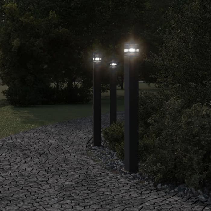 VidaXL Outdoor Floor Lamps 3 Pcs Black 110 Cm Aluminium, Outdoor Ground Lighting, Garden Ground Lighting, 4006398