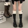 Autumn Winter Short Plush Woman Knee High Boot Fashion Butterfly-knot Knight Long Booties Botas Feminino