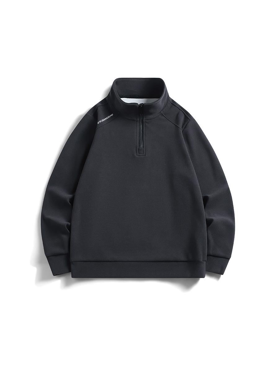 2025 Unisex Half-High Collar Zipper Hoodie - Plus Velvet, Loose Fit 3XL чёрный