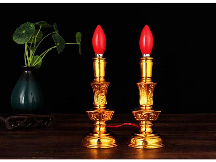 Dual-Use LED Candlestick Altar Lamp for God of Wealth