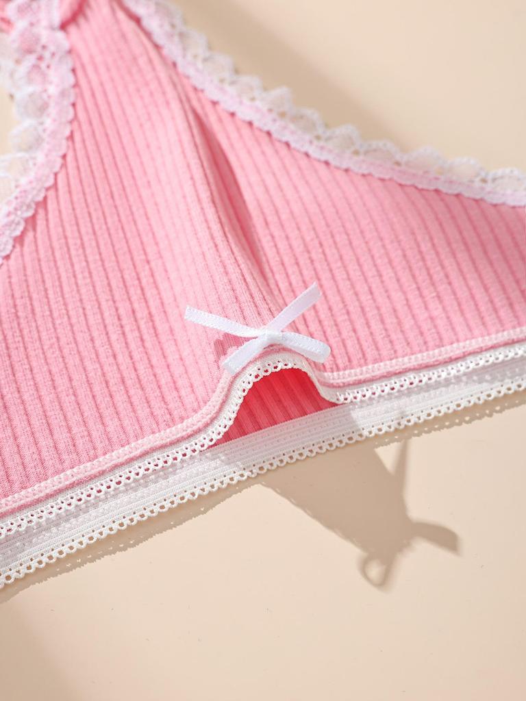 7Pcs/Pack Women Thongs Panties Cotton Sexy Lace Underwear Tanga Solid Pants Plus Size Underpants G-Strings Female Lingerie Size S-XL