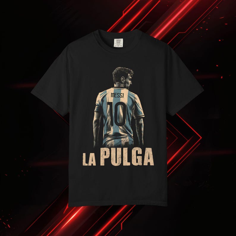 La Pulga Graphic Tee | Argentina Soccer Fan Art, Number 10 Shirt XL