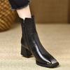 Retro metal head thick heel temperament Martin boots women's 2024 autumn and winter new high-end side zipper versatile short boots