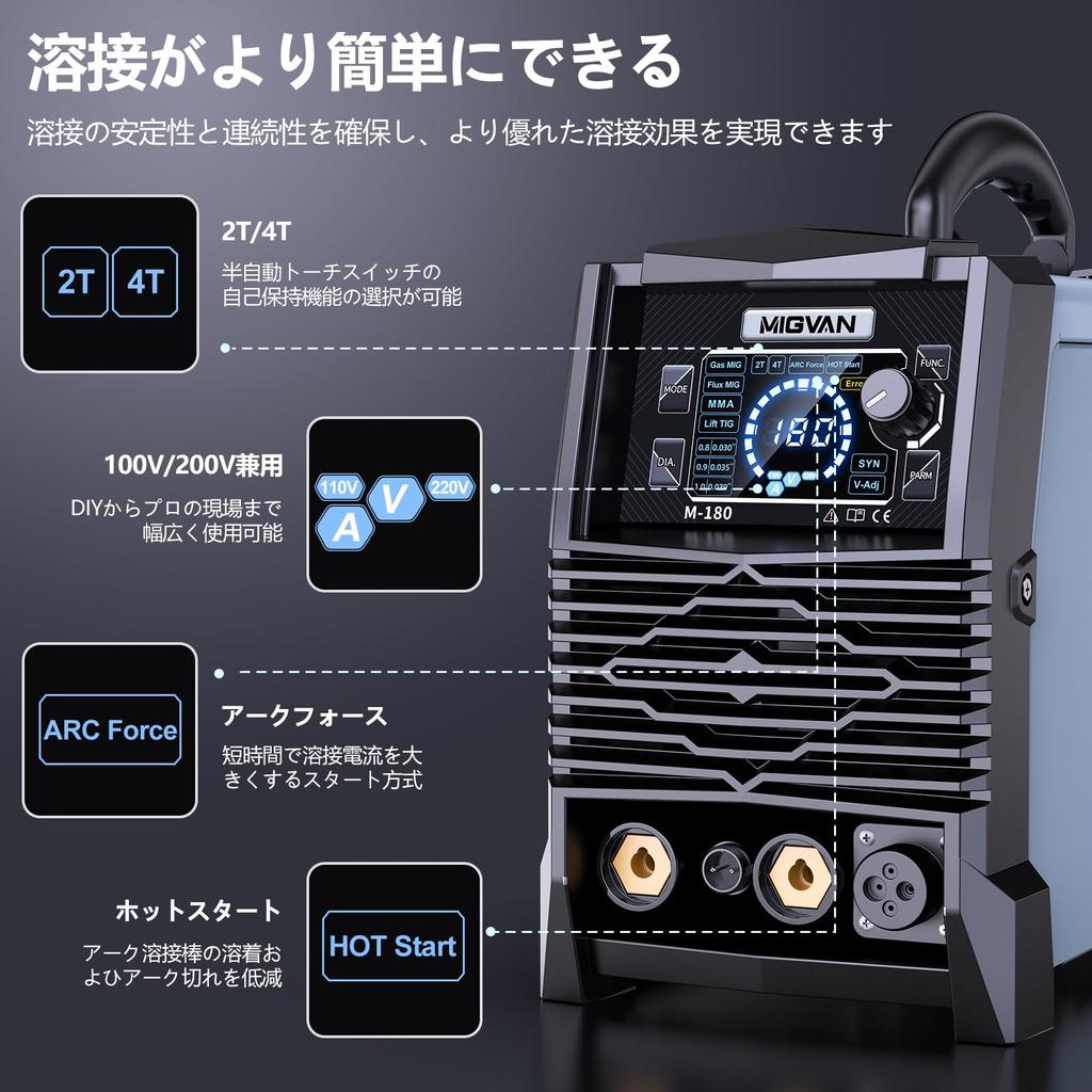 Sudare MIGVAN Rată de utilizare nominală de 100 V 5 funcții în sudare până la grosimea plăcii de gaz Bobină MIG Ridicați arcul TIG de la începătorii în sudare DIY la sudare