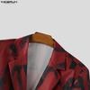 INCERUN Oversized Spring Men Lapel Neck Long Sleeve Print Button Thin Blazer Coats