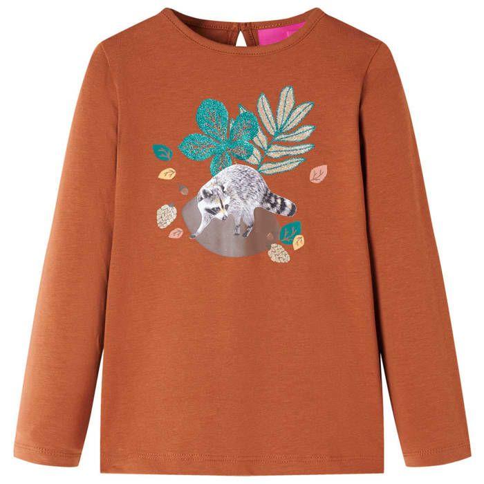 T-shirt enfants à manches longues cognac 92/104/116/128/140